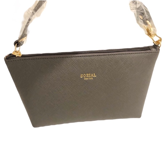 Sorial Saffiano Vegan Leather Dark Grey Wristlet Brand New With Tags - Picture 11 of 12